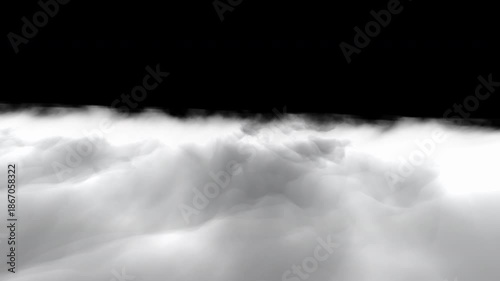 Sky Cloudscape Motion Graphic in 4K Resolution.Flying Through White Clouds Transparent Alpha Matte.Realistic Cloud Layer Animation