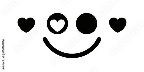 Smiley face with hearts