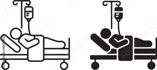 Hospital patient with iv drip illustration