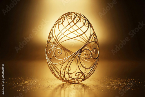 Luxury golden Easter egg in gold premium modern ornament