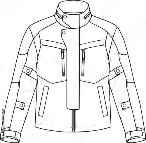 silhouette of clean vector of Driftlock Cut jacket isolated on white background