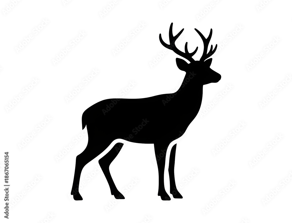 Obraz premium Deer Silhouette Illustration on Transparan Background