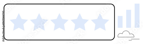 Customer feedback concept. Five-star rating and growth chart highlight customer satisfaction and service quality. Feedback drives enhanced performance and loyalty. For business, marketing, analytics