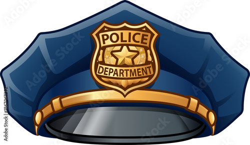 A police man, policeman cop hat or cap cartoon icon 