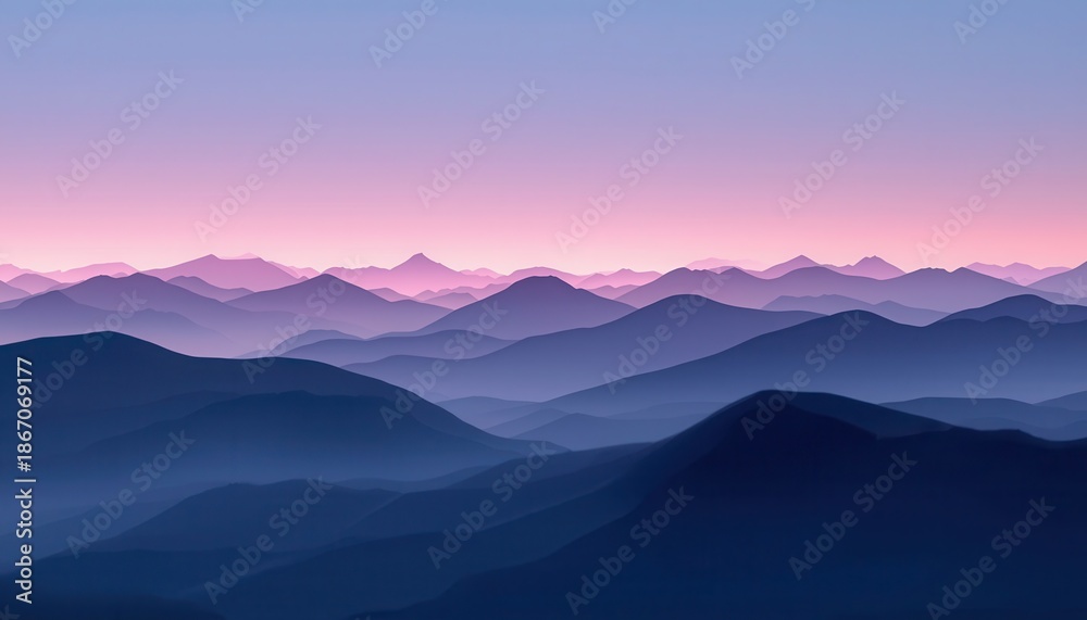 Fototapeta premium A serene mountain landscape at sunset with rolling hills and a vibrant sky
