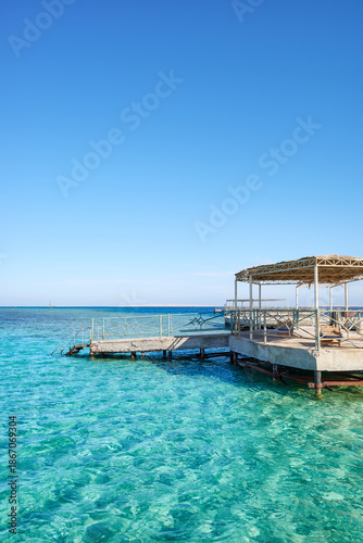 Concrete pier at the beach in Hurghada, Egypt.
