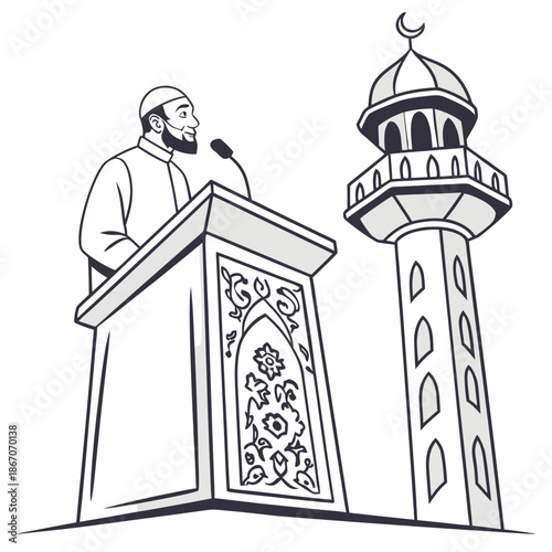 Imam delivering a sermon at a mosque