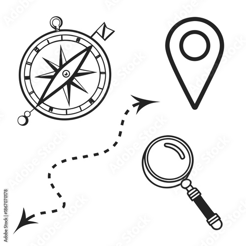 Navigation and exploration icons