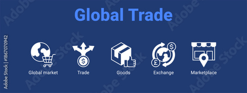 Global Trade web banner icon vector illustration concept for  with icon of Global market, Trade.