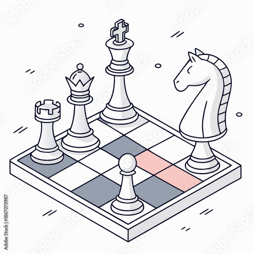 Strategic chessboard with knight poised for move