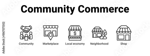 Community Commerce web banner icon vector illustration concept for  with icon of Community, Marketplace, Local.