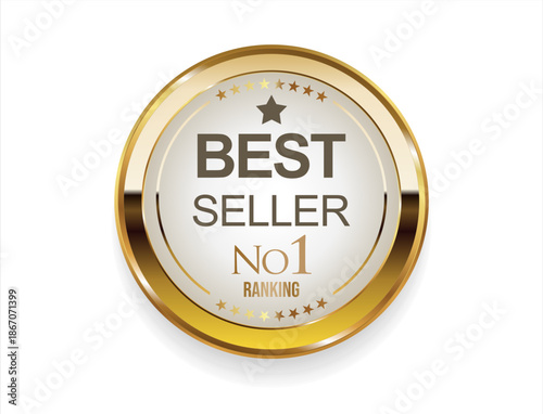 Best Seller, Best Price, Best Brand Set Illustration Realistic Gold badge and laurel Wreath Best seller 