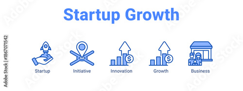 Startup Growth web banner icon vector illustration concept for  with icon of Startup, Initiative.