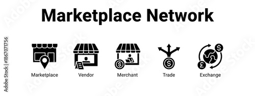 Marketplace Network web banner icon vector illustration concept for  with icon of Marketplace, Vendor.