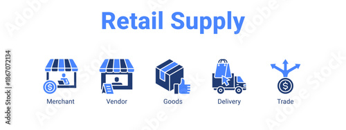 Retail Supply web banner icon vector illustration concept for  with icon of Merchant, Vendor.