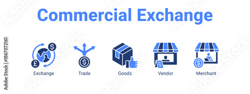 Commercial Exchange web banner icon vector illustration concept for  with icon of Exchange, Trade.