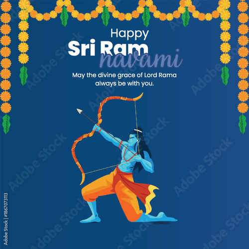 Blue and white gradient sri ram navami poster instagram post