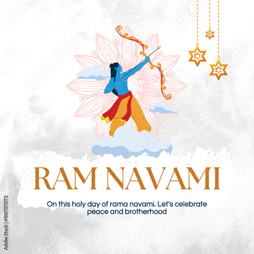 Blue Purple Illustration Ram Navami Instagram Post