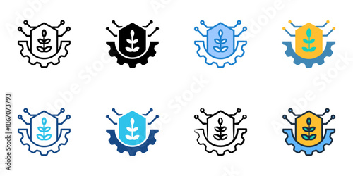 Agriculture technology icons set multiple style collection. Editable stroke 
