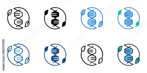 Plant genetics icons set multiple style collection. Editable stroke 
