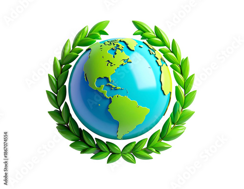 Vibrant globe centered, surrounded by green leaves against black
