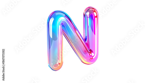 A holographic, glossy, 3D letter 