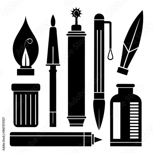 Vintage Tattoo Tools Emblem Engraved Style Vector Illustration