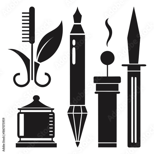Vintage Tattoo Tools Emblem Engraved Style Vector Illustration