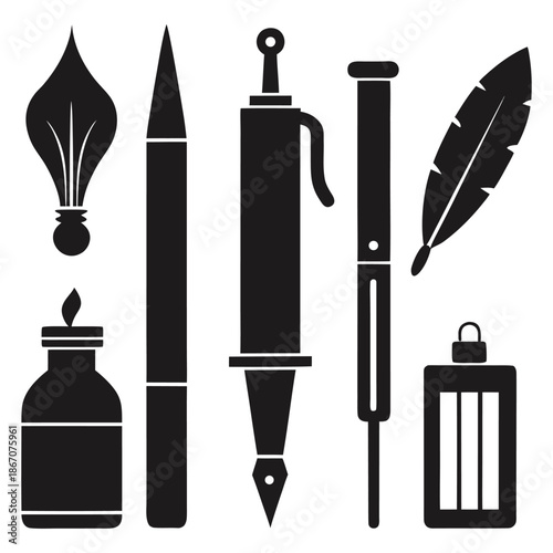 Vintage Tattoo Tools Emblem Engraved Style Vector Illustration
