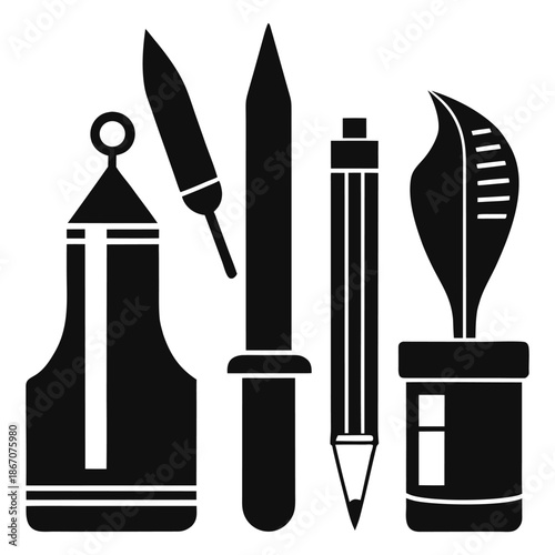 Vintage Tattoo Tools Emblem Engraved Style Vector Illustration