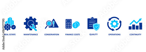 Facility management. Chart with keywords and icons 