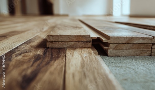 Wooden planks on a floor.