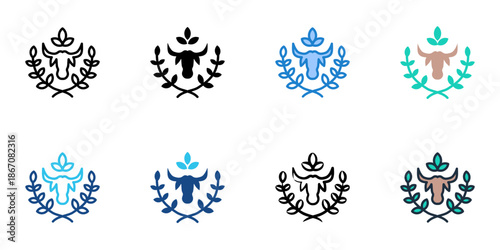 Agricultural shows icons set multiple style collection. Editable stroke 
