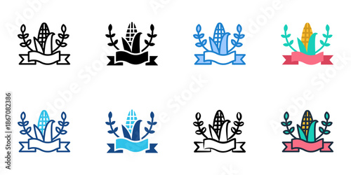 Farm festivals icons set multiple style collection. Editable stroke 
