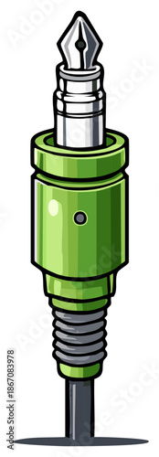 Fountain pen nib merges with audio jack concept for creativity and technology connection