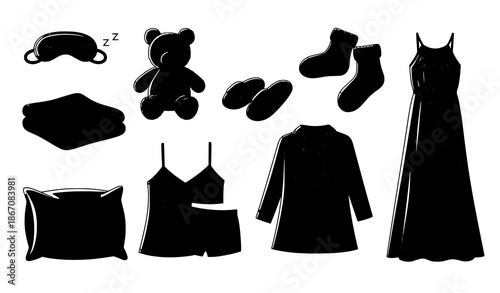 Girls pajama party cozy nightwear and sleepover items vector