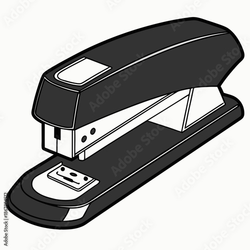 Standard Black Office Stapler Vector Illustration