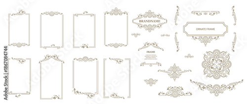 Vector decorative frame. Elegant element for design template, place for text. Floral border.