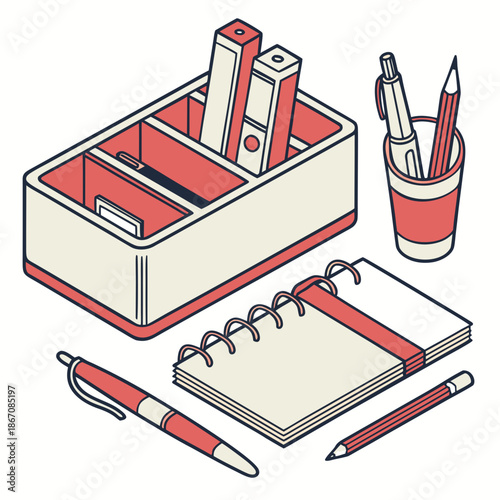 Professional Office Desk Caddy with Stationery Items