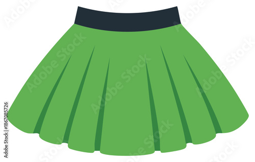 Green skirt with dark waistband vector illustration. Fashion design for a women's outfit