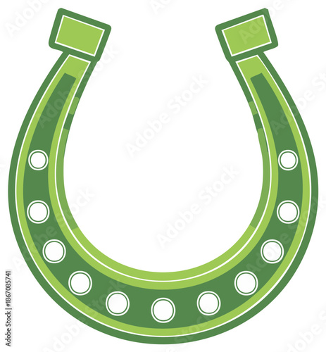 Lucky green horseshoe icon for St Patrick's Day featuring good luck and fortune