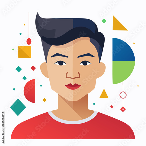 Illustration of a smiling young man.