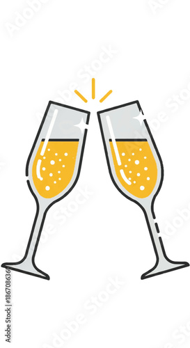 Champagne Toast: Two Clinking Flutes Invoking Celebration and Joy.