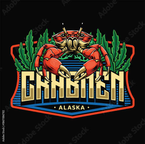 A red crab in detailed hand drawn illustration style available for logo