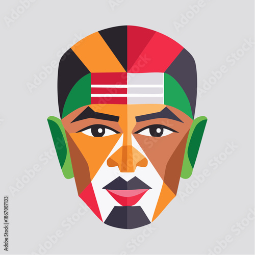Colorful Geometric Male Face Illustration.