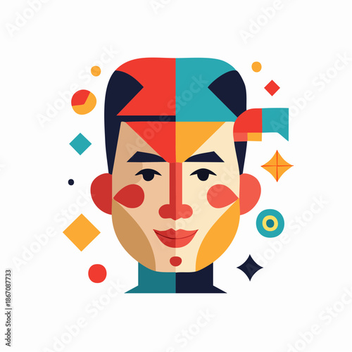 Colorful Geometric Portrait of a Man.