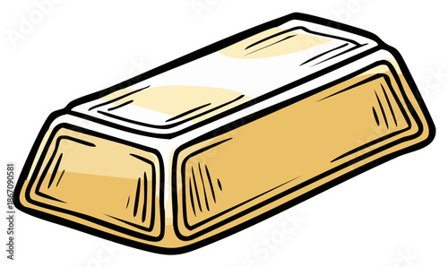 Cartoon Illustration of a Gold Bar for Wealth and Investment Concepts