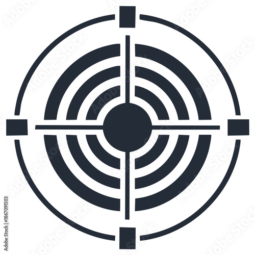Target Symbol with Circles and Crosshair in Dark Blue