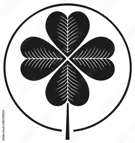 Four Leaf Clover Symbol Luck Symbol in Circle
