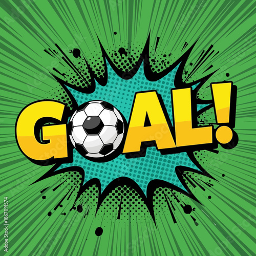 Goal Soccer Comic Icon – Football Scoring Pop Art Burst for Sports & Game Design